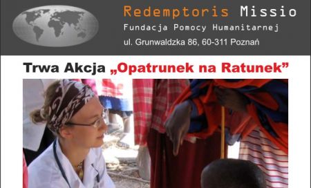 Plakat fundacji Redemptoris Missio opisujący akcję "Opatrunek na ratunek"