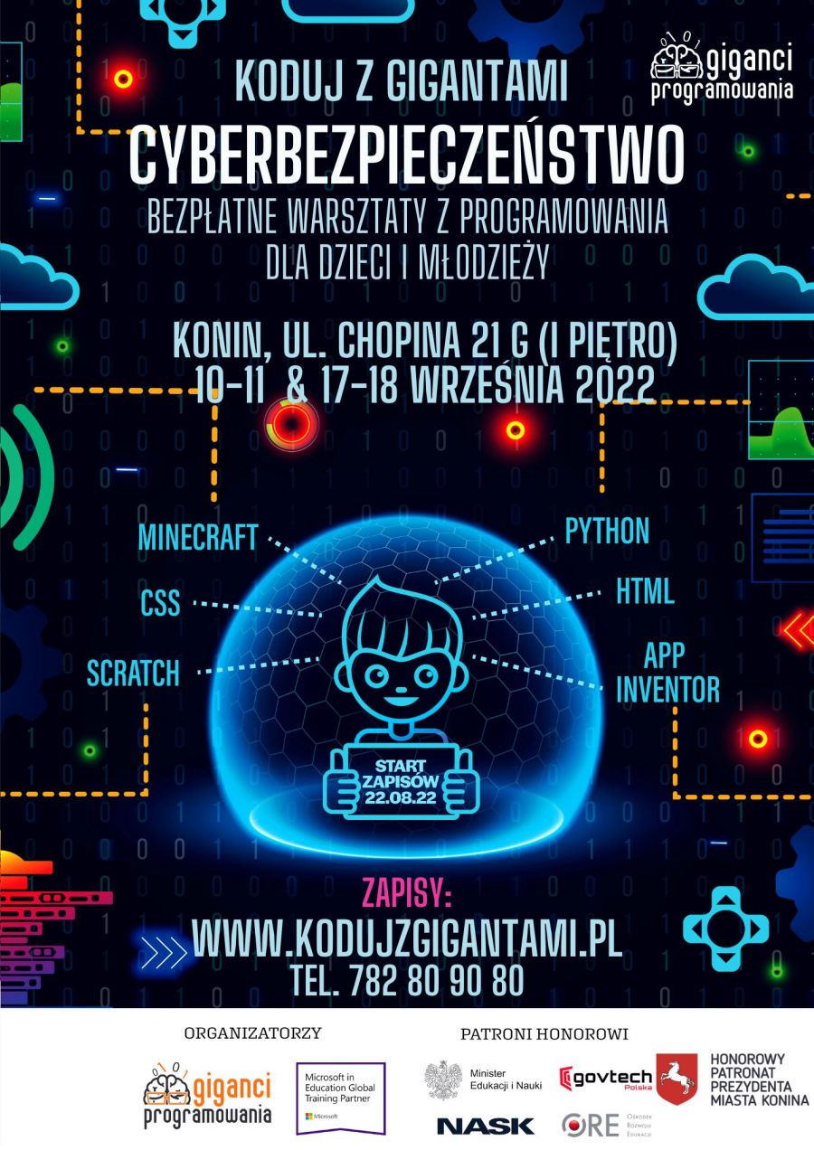 plakat wydarzenia Koduj z Gigantami: Cyberbezpieczeństwo